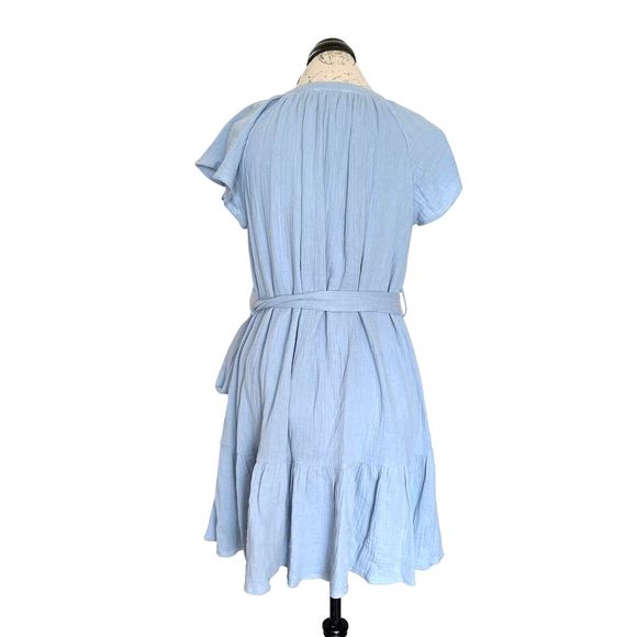 Blu Pepper Womens Dress Size Small Mini Flutter Sleeve Button down Ruffle Hem - Picture 4 of 12